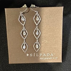 Silpada Girls Best Friend 925 Silver CZ Teardrop Dangle Earrings W2779